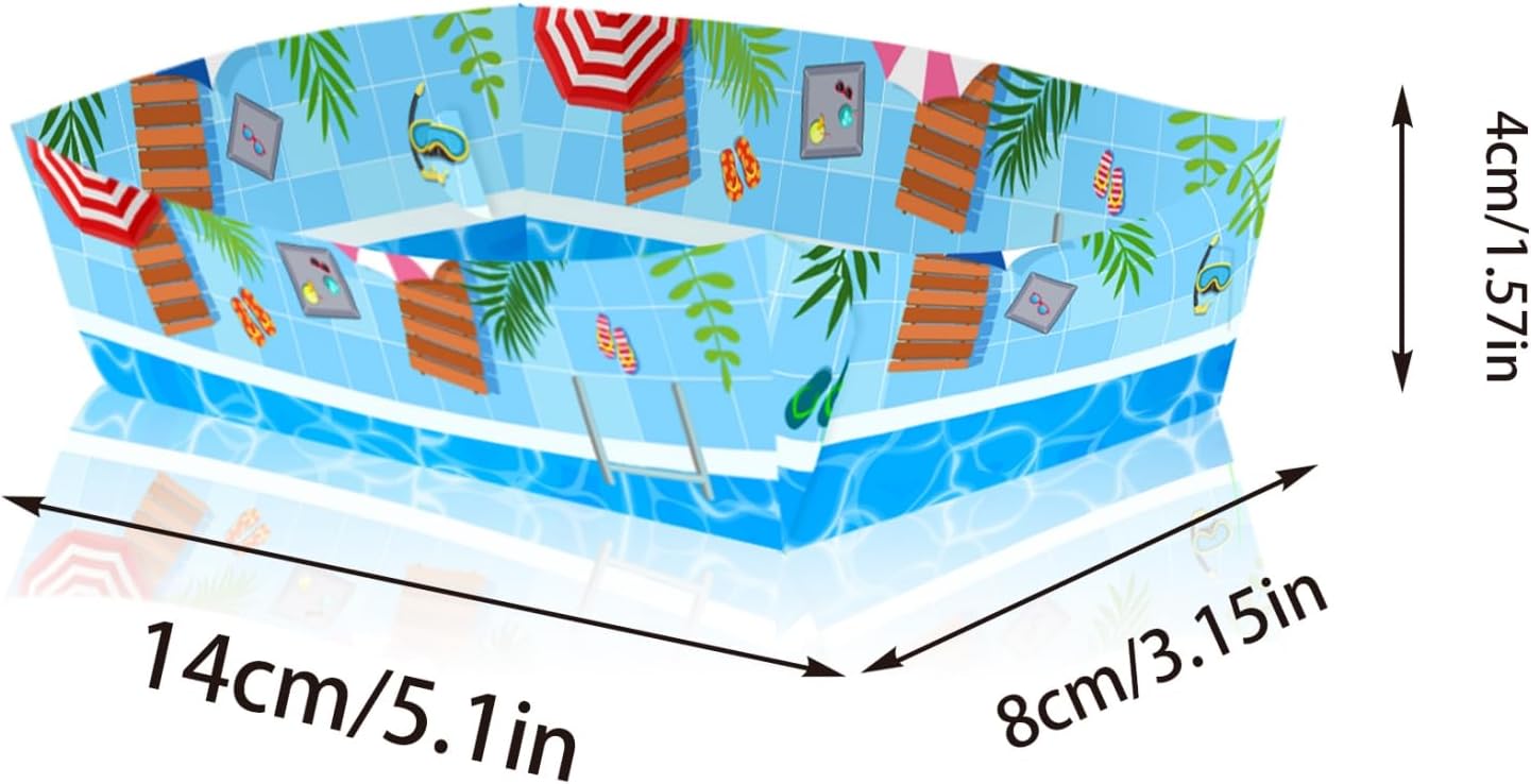 24 Pcs Hawaiian Style Paper Food Plates for Summer Pool Parties