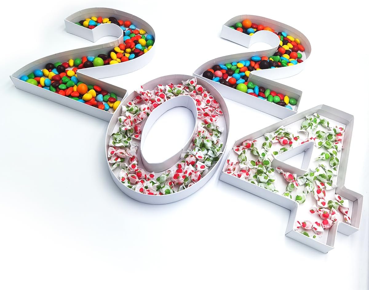QRQR Number 2 Shaped Paper Mache Trays for Birthday Treats