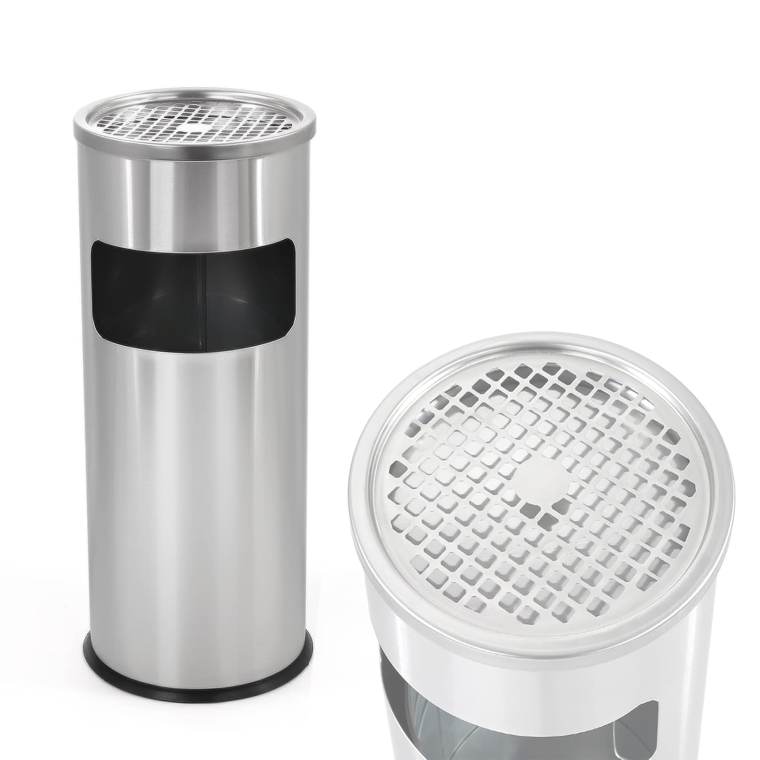 IRONWALLS Indoor Outdoor Trash Can with Lid Silver