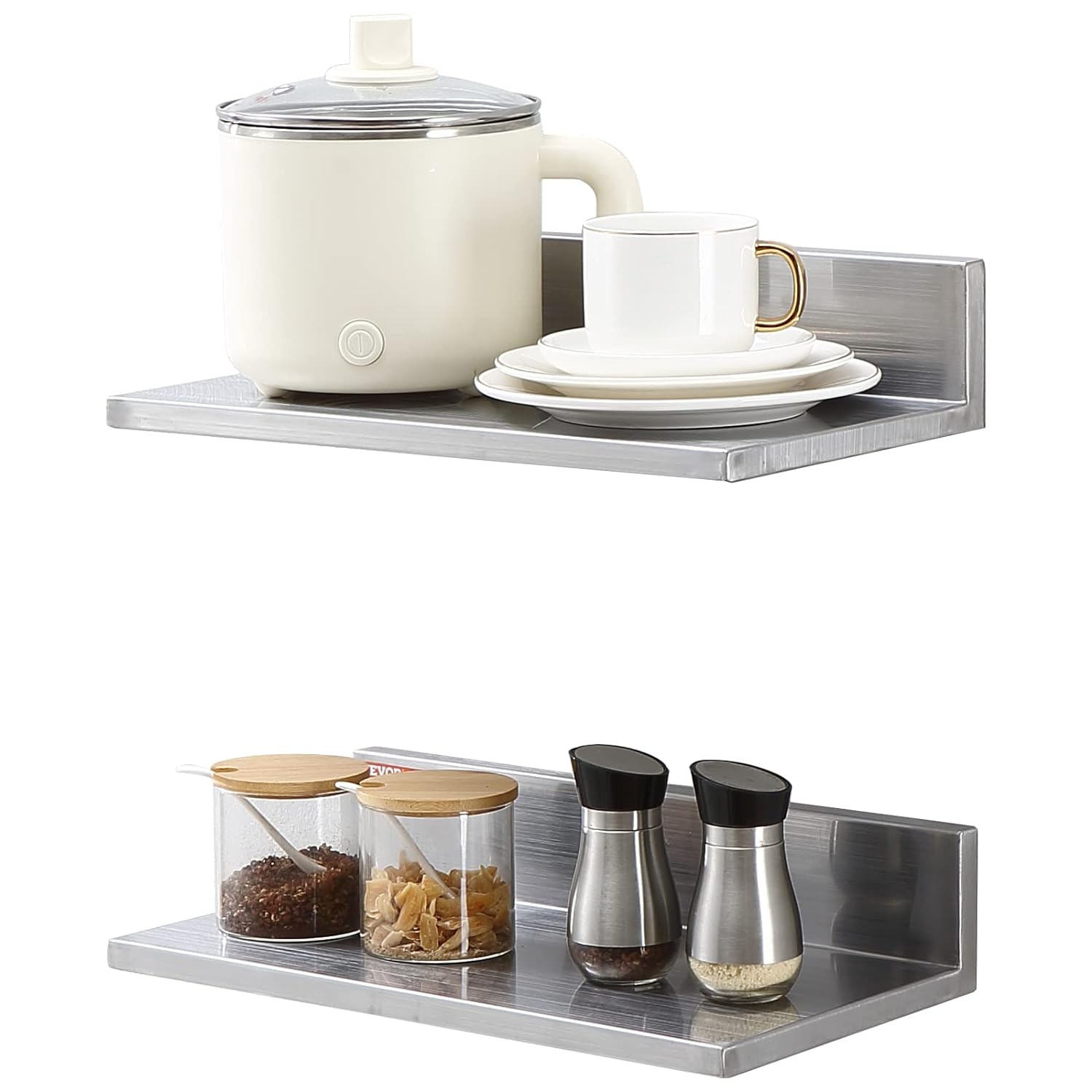 VEVOR Stainless Steel Wall Shelf 2 Pack 44 lbs Capacity
