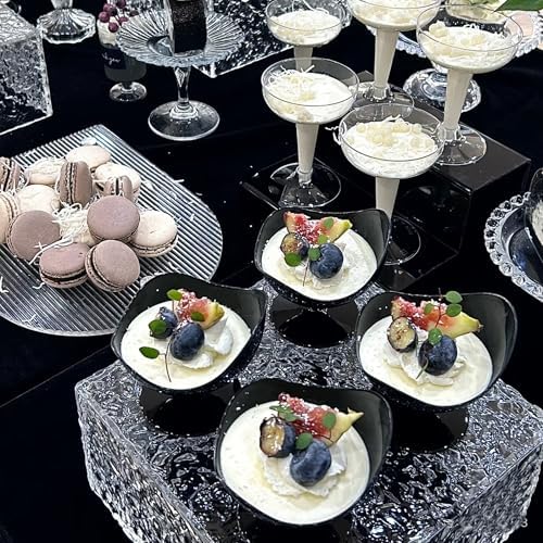 4PCS Acrylic Buffet Risers with Mini Signs Display Stand
