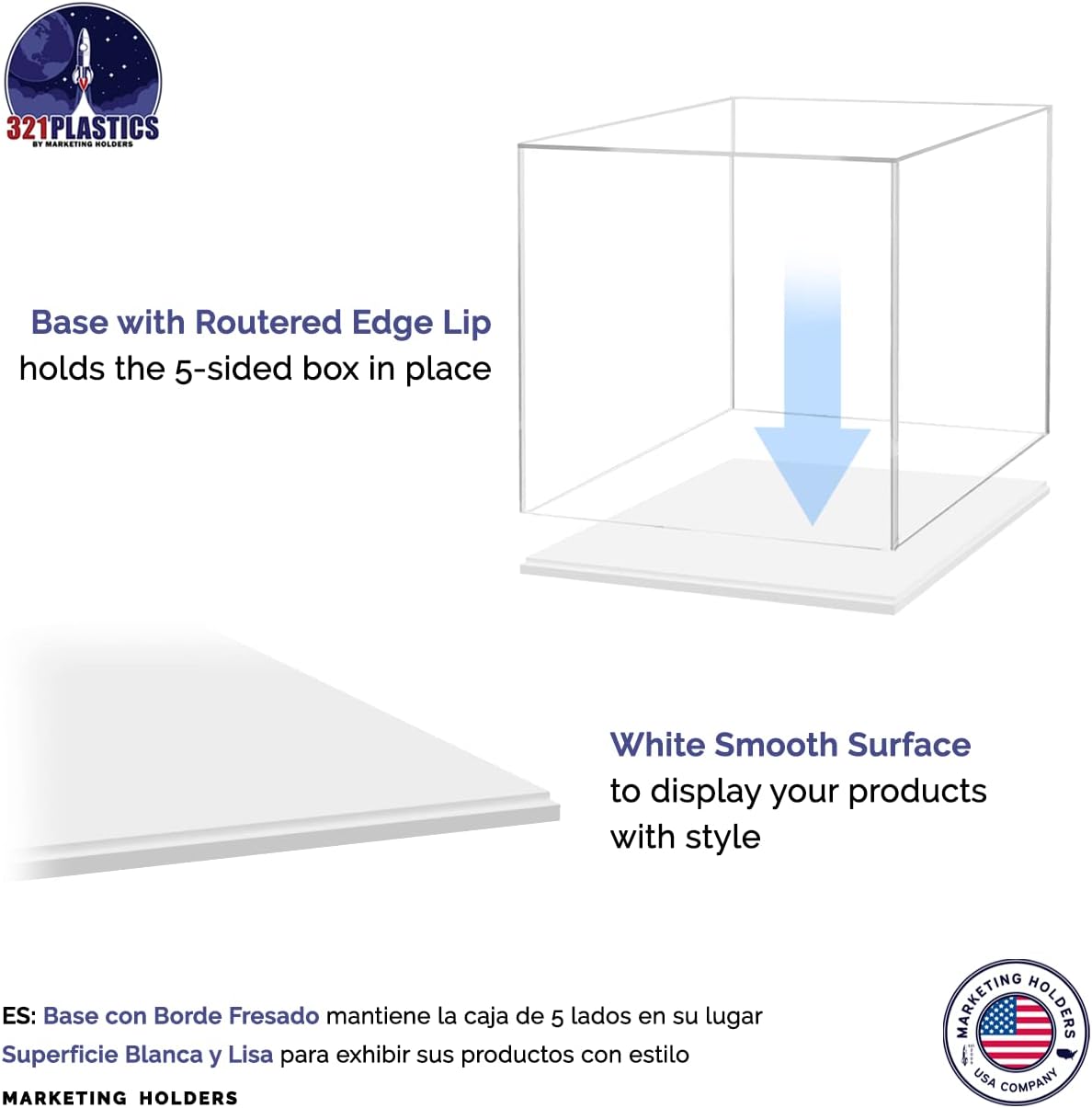 12 Inch Clear Acrylic Display Box with White Base