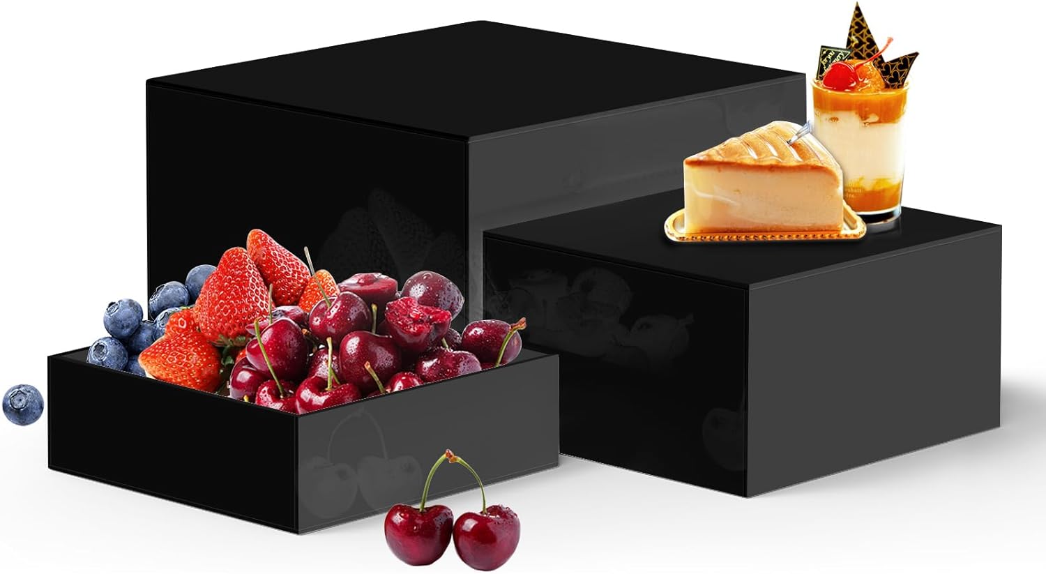 3pcs Buffet Risers Display Stand Set Black