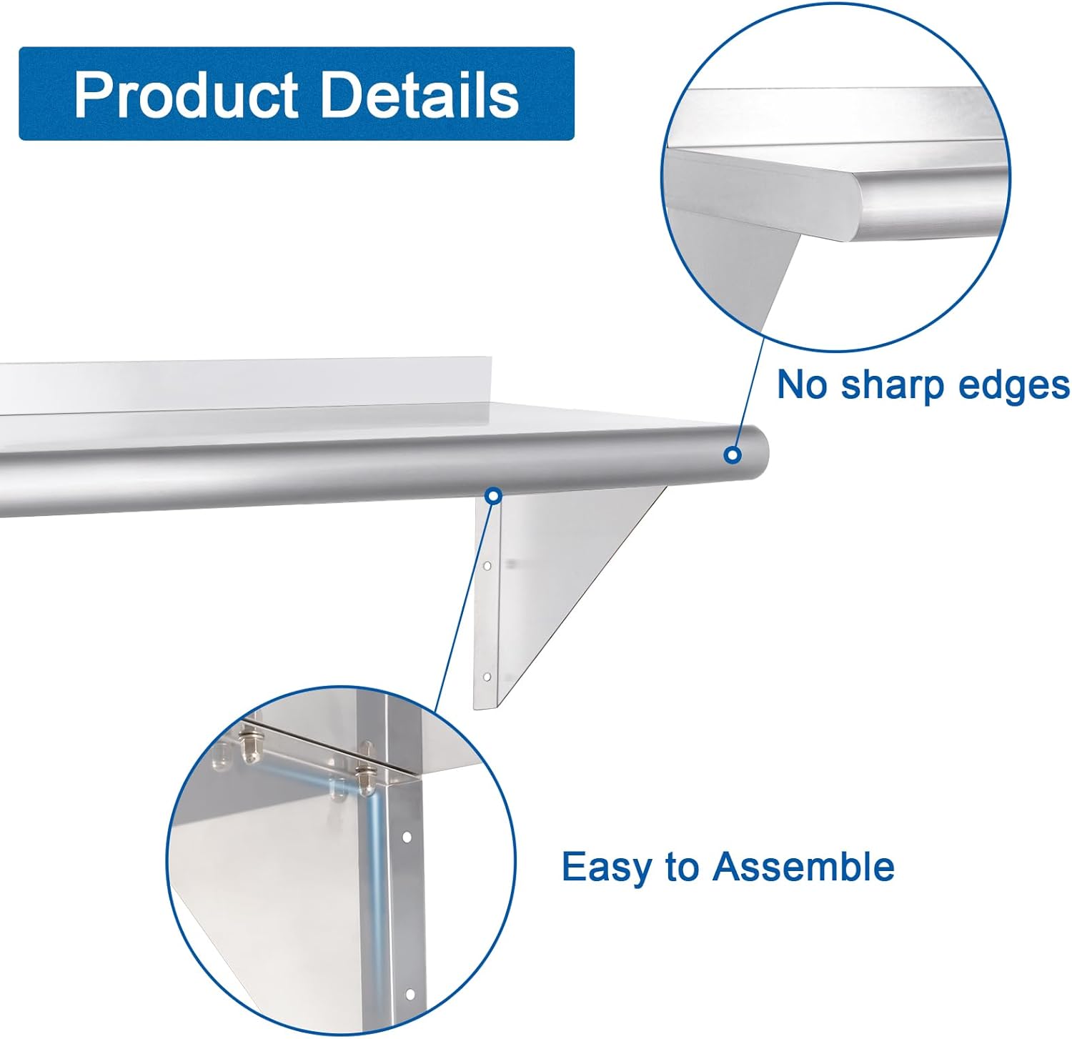 HARDURA 18 x 36 Stainless Steel Wall Shelf 340lb