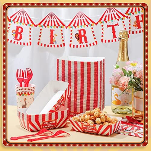200 Piece Carnival Theme Serving Trays for Parties
