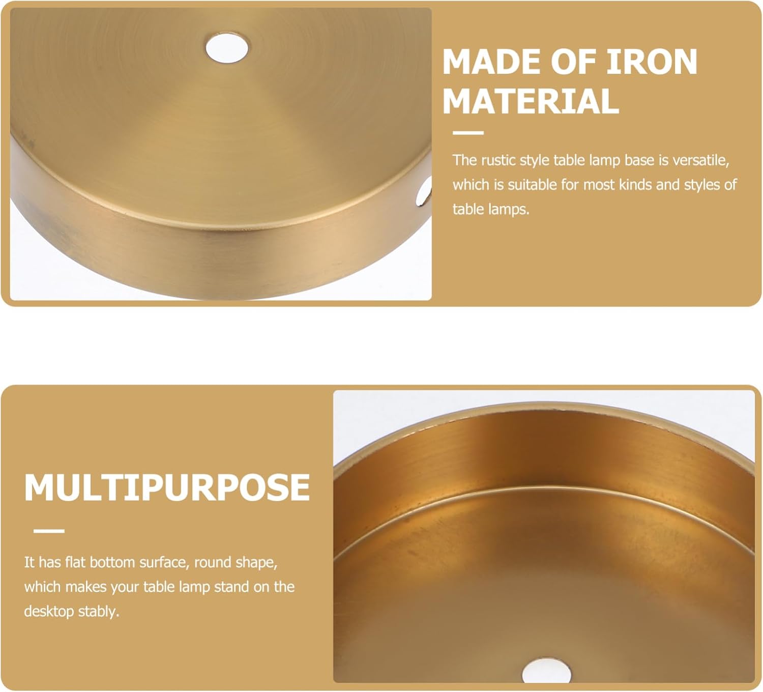 Amosfun Round Iron Table Lamp Base Universal Stand for Home Decor