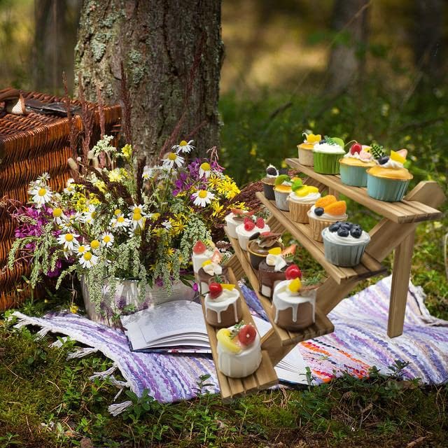 SOYOKAZE 4-Tier Rustic Wood Display Stand