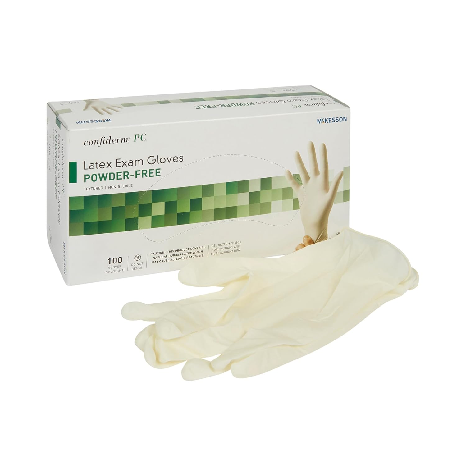 McKesson Confiderm PC Latex Exam Gloves Medium 100 Count