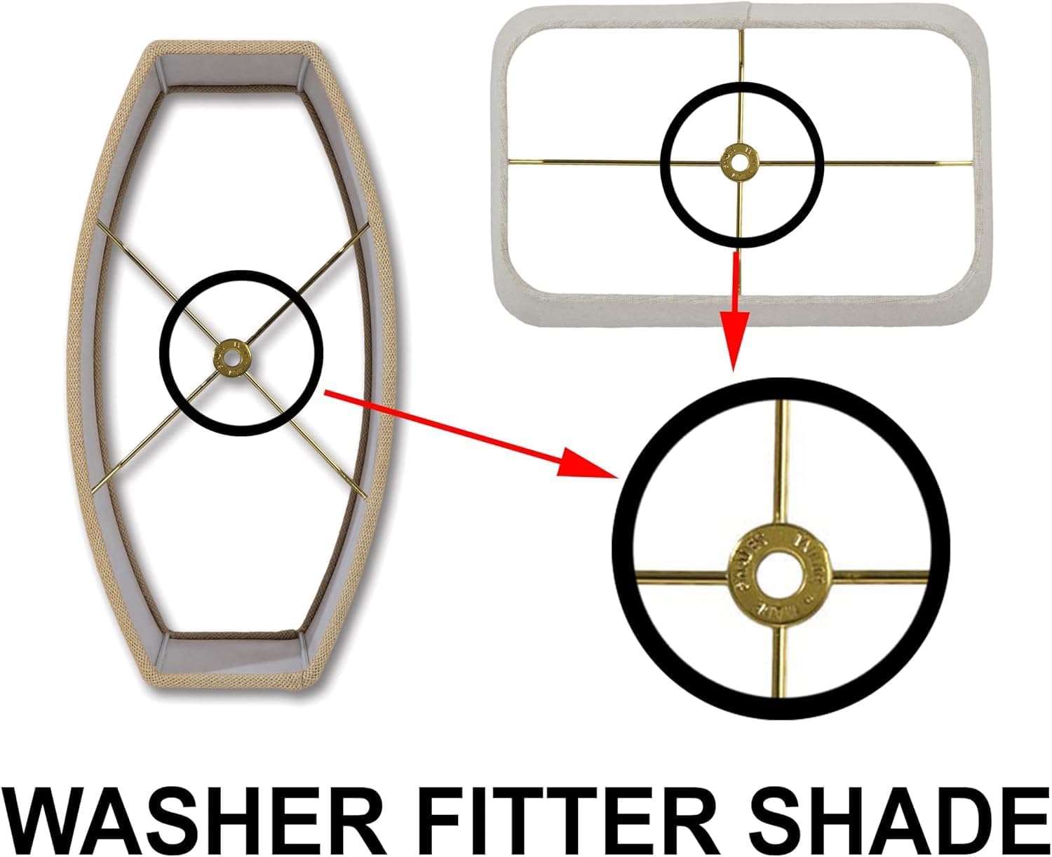 15 Inch Heavy Duty Lamp Harp Holder with Brass Plated Steel Finish
