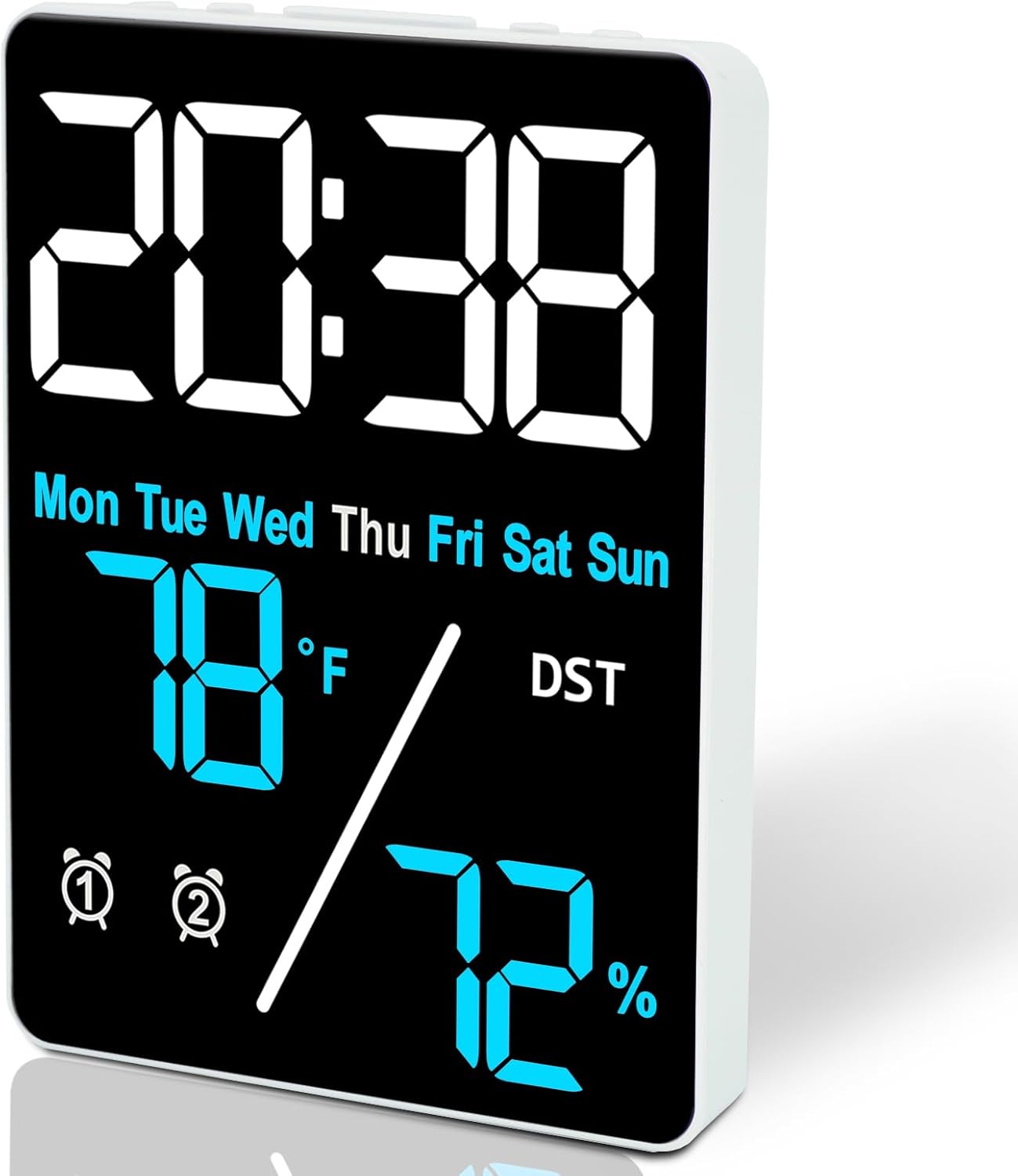 55 Inch Digital Thermometer Hygrometer Alarm Clock for Desk and Home
