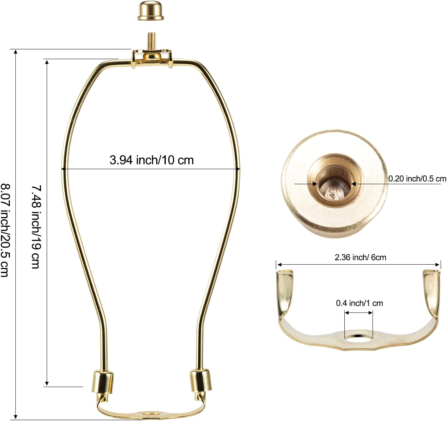 8 Inch Brass Lamp Harp Holder Set of 2