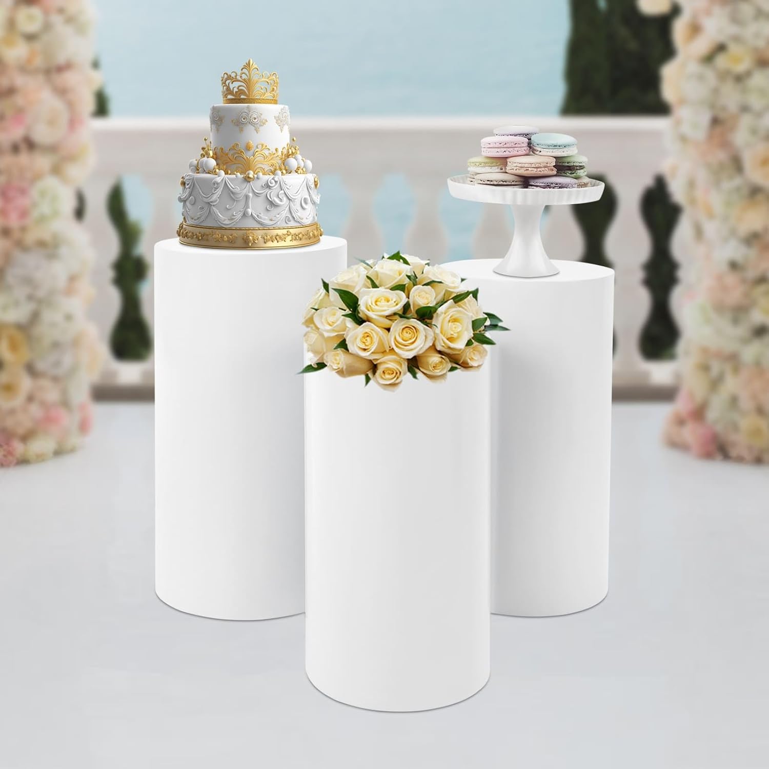 Ritabiity Flower Cylindrical Display Stands 3Pcs