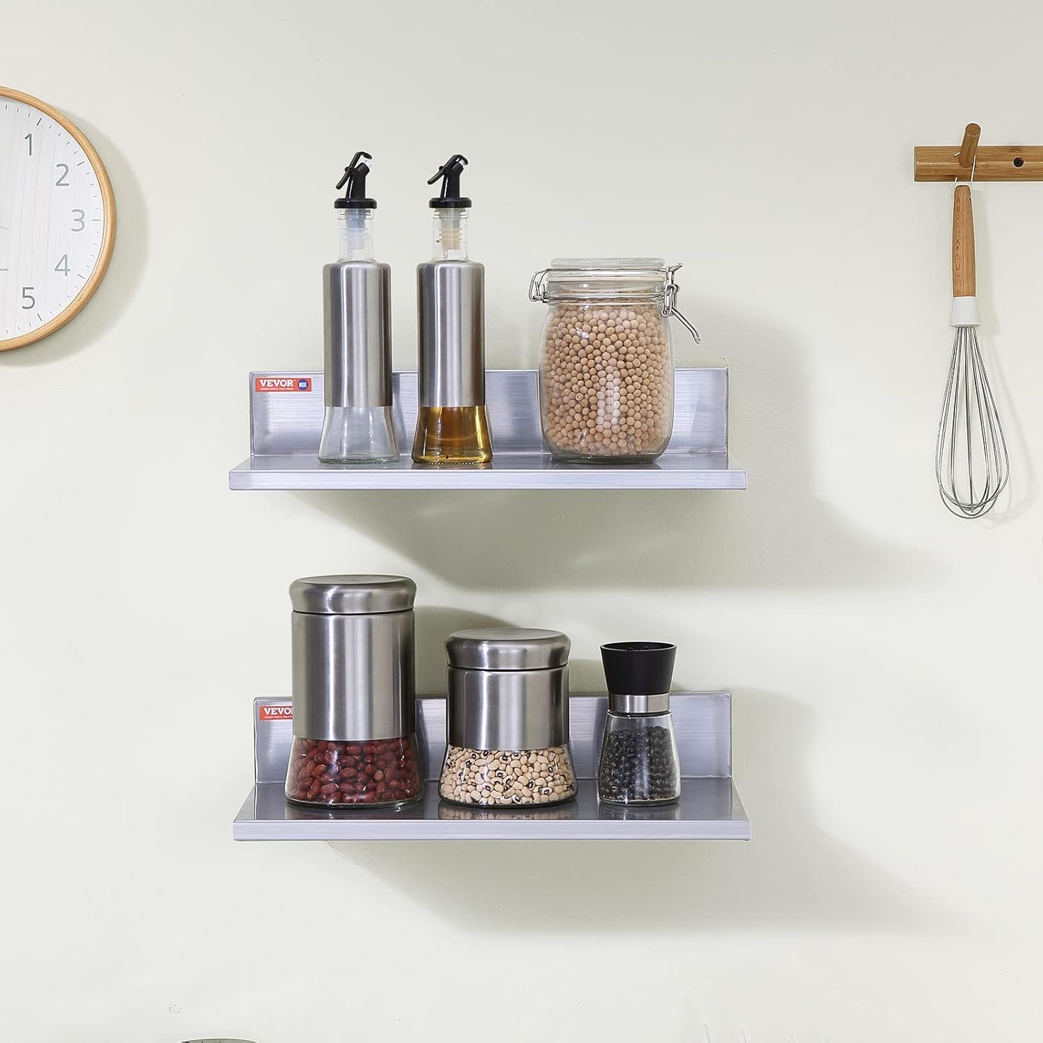 VEVOR Stainless Steel Wall Shelf 2 Pack 44 lbs Capacity