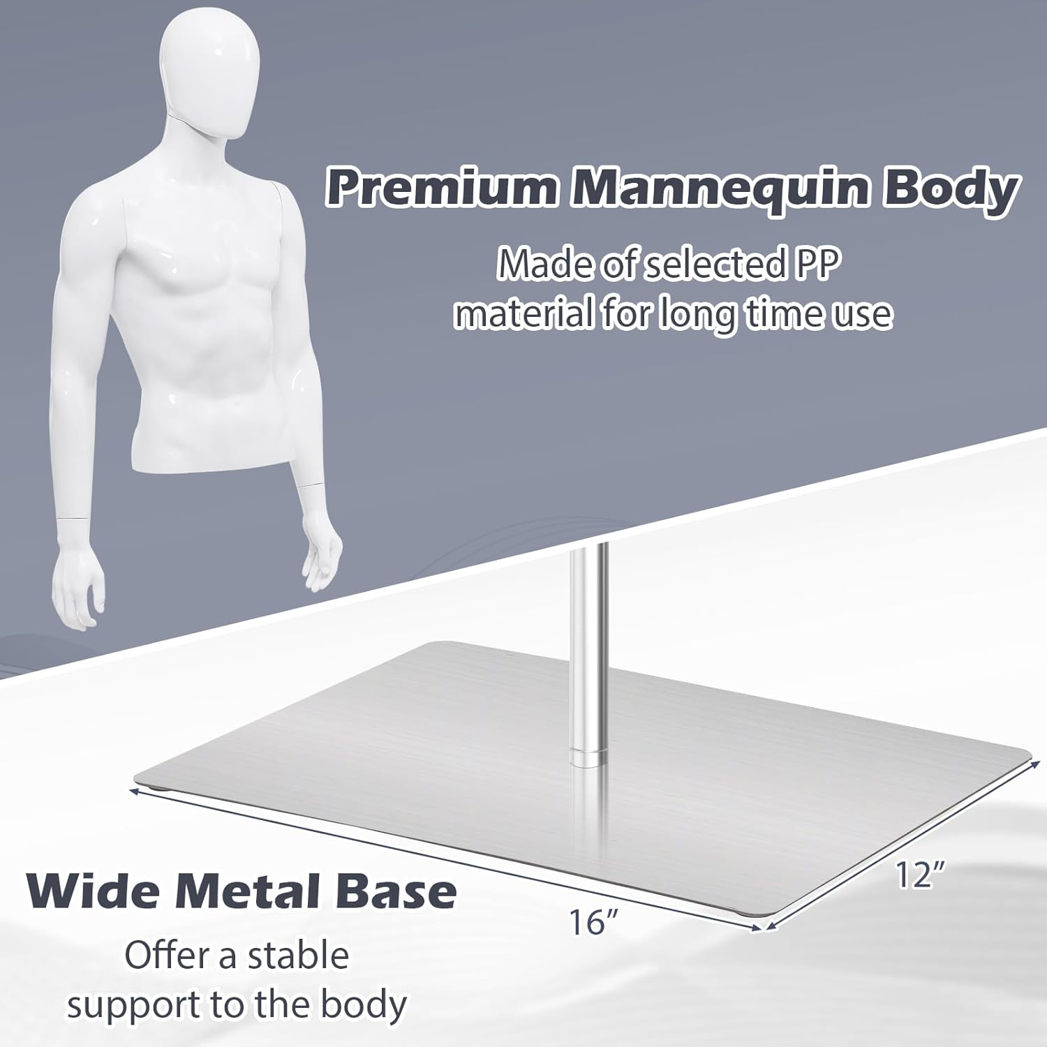 Goplus Male Mannequin Torso with Stand