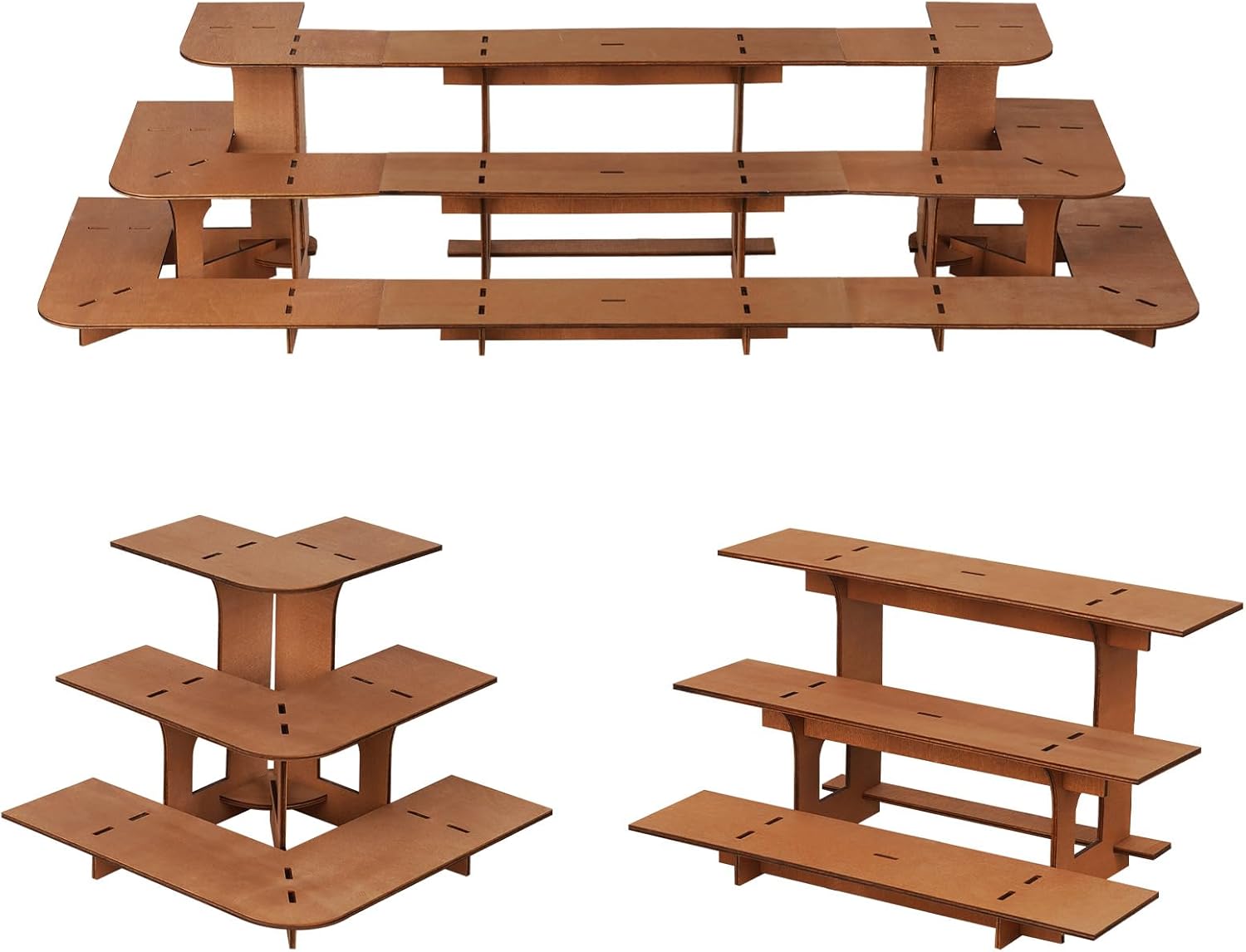3 Tier Wooden Display Shelf Corner Straight Racks for Retail Farmers Market and Events