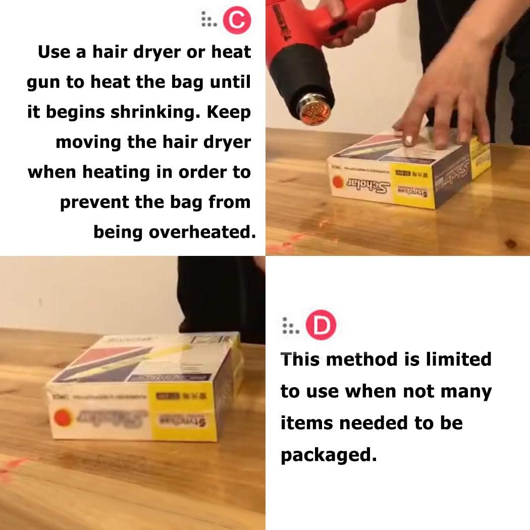 300 pcs Heat Shrink Wrap Bags 3 Sizes Clear Odorless POF Film for Packaging Gifts Soap Candles Bath Bombs