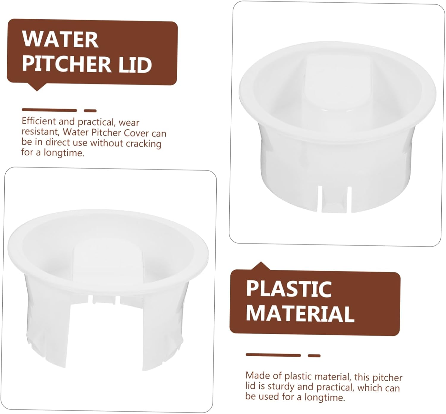 2pcs White Plastic Pitcher Lids Replacement Covers for Beverage Jugs
