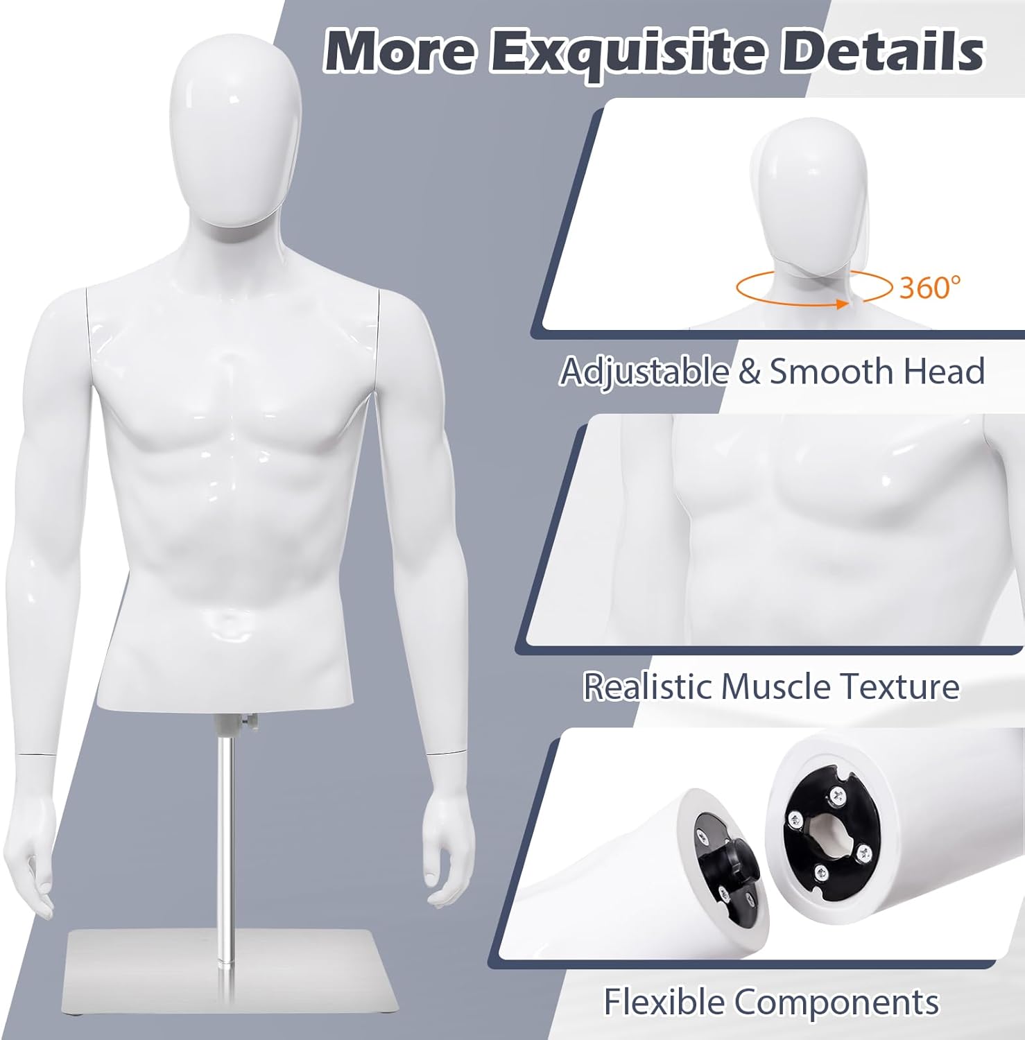 Goplus Male Mannequin Torso with Stand