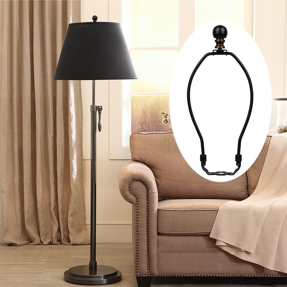 Helunsi 8 Inch Lamp Harp Set with Black Shades