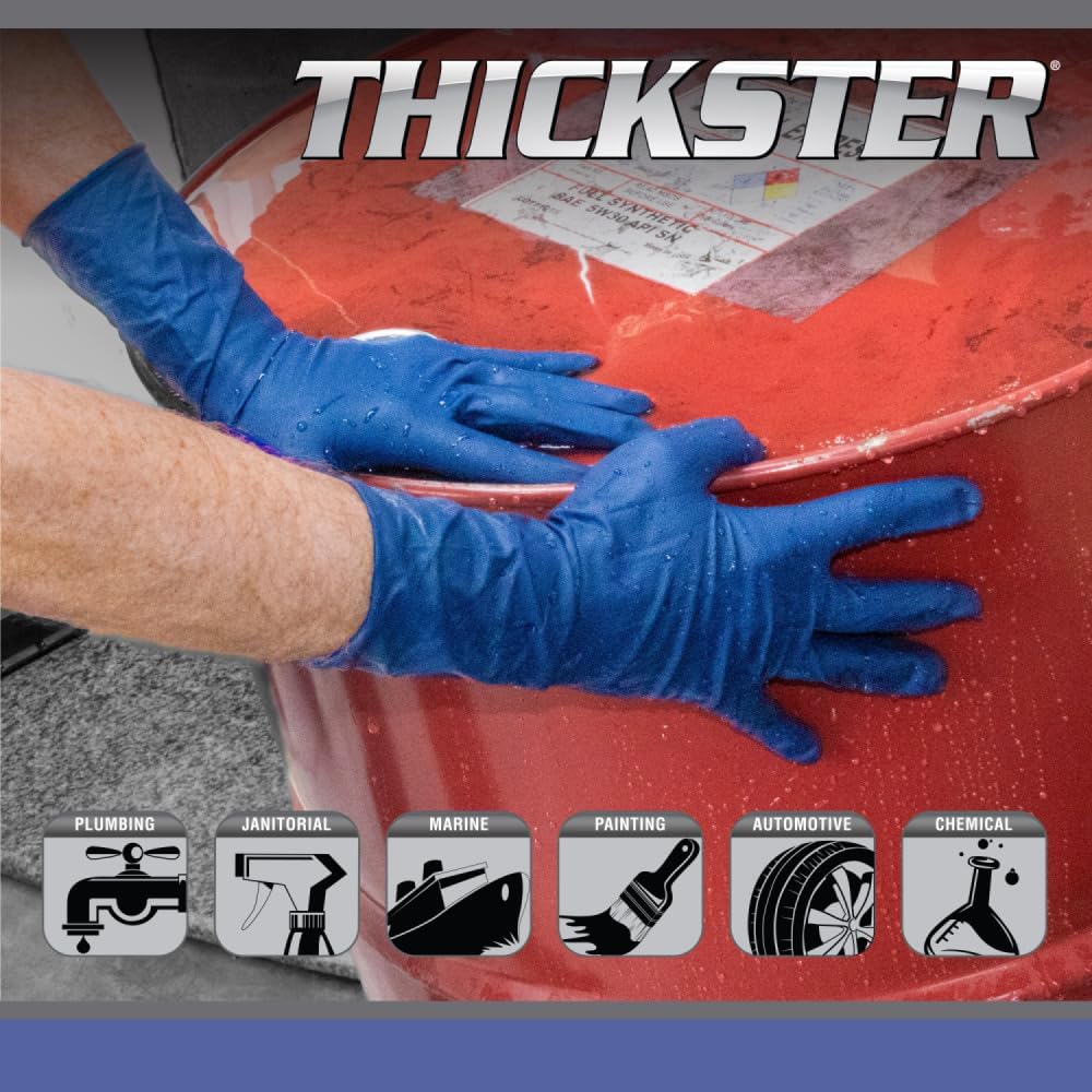 SAS Thickster Powdered Latex Gloves 14 Mil Large Blue Box of 50