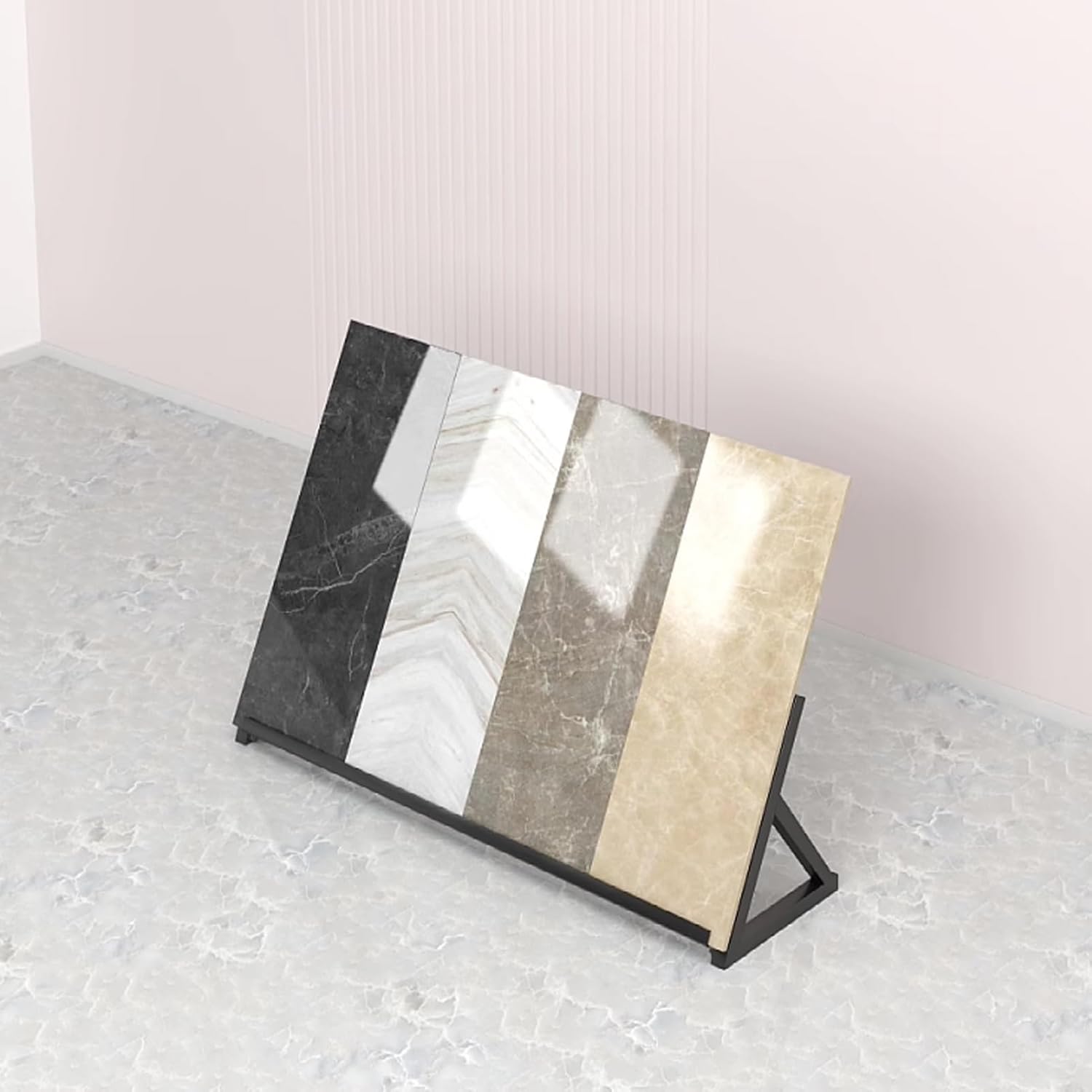 Quartz Stone Display Rack Black 160cm