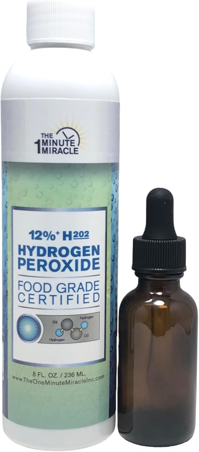 12 Food Grade Hydrogen Peroxide with Dropper Bottle