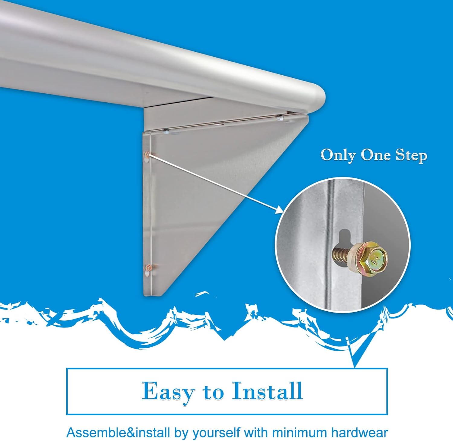 12x24 Wall Mounted Stainless Steel Shelf for Kitchen and Restaurant