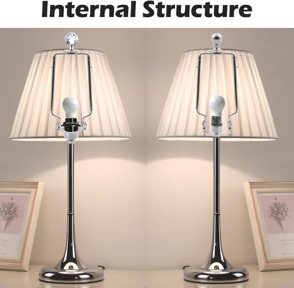 8-9-10-11 Inch Nickel Lamp Harp Holder Adjustable Height Harp Kit with Crystal Metal Finial