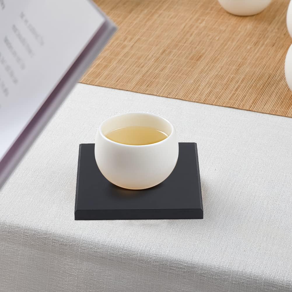 BENECREAT Black Acrylic Square Display Base 4x4x06 Inch