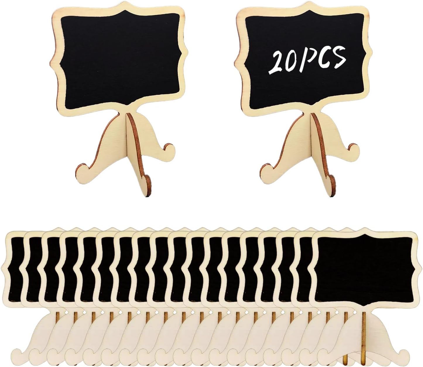 20 Piece Mini Chalkboard Set with Wooden Brackets