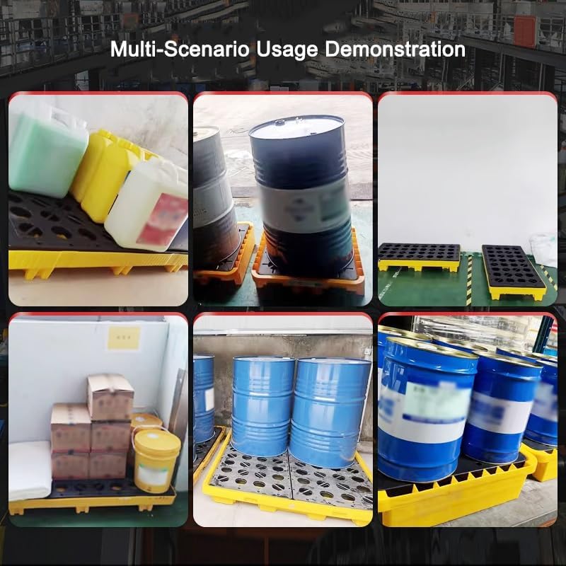 Stackable Oil Drum Pallet with Drain Port and Modular Design