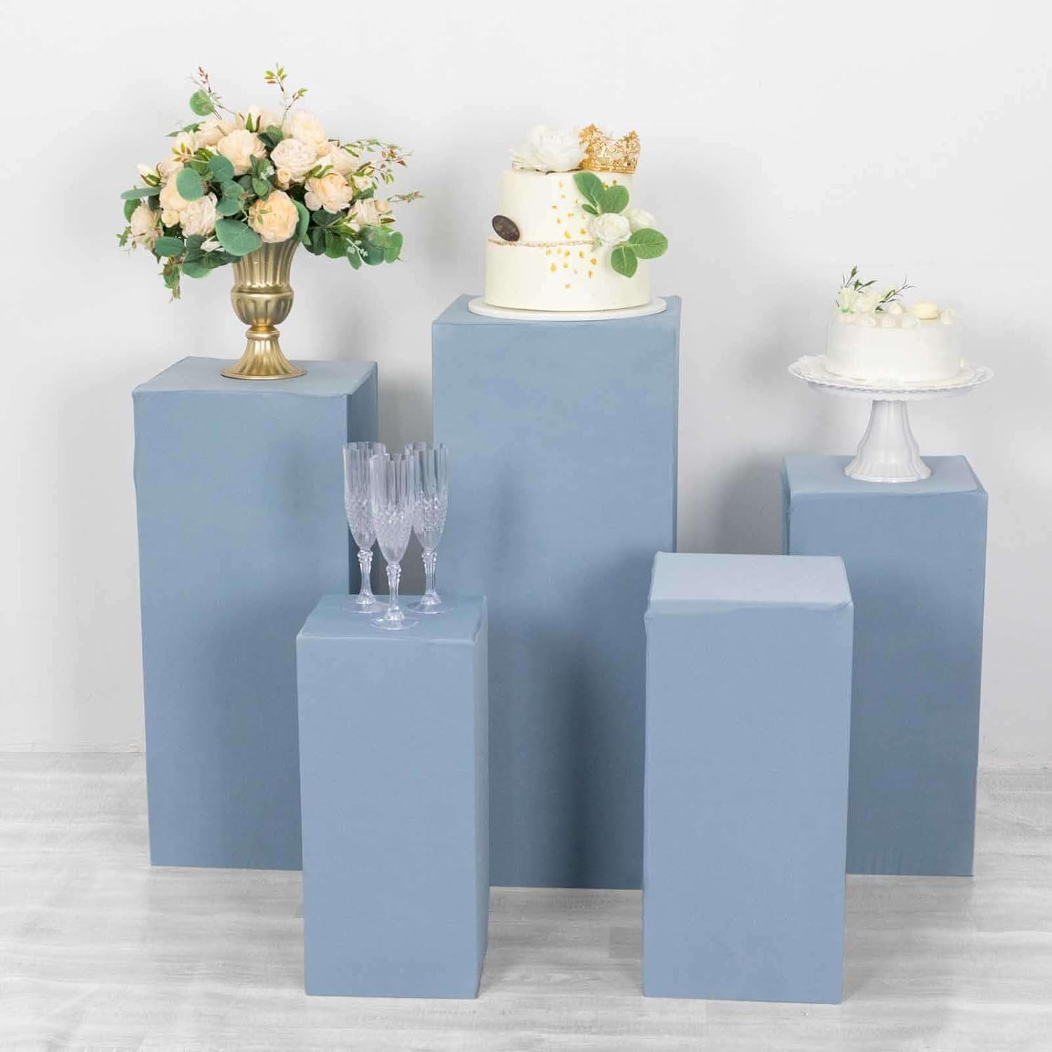 Set of 5 Dusty Blue Spandex Display Box Covers