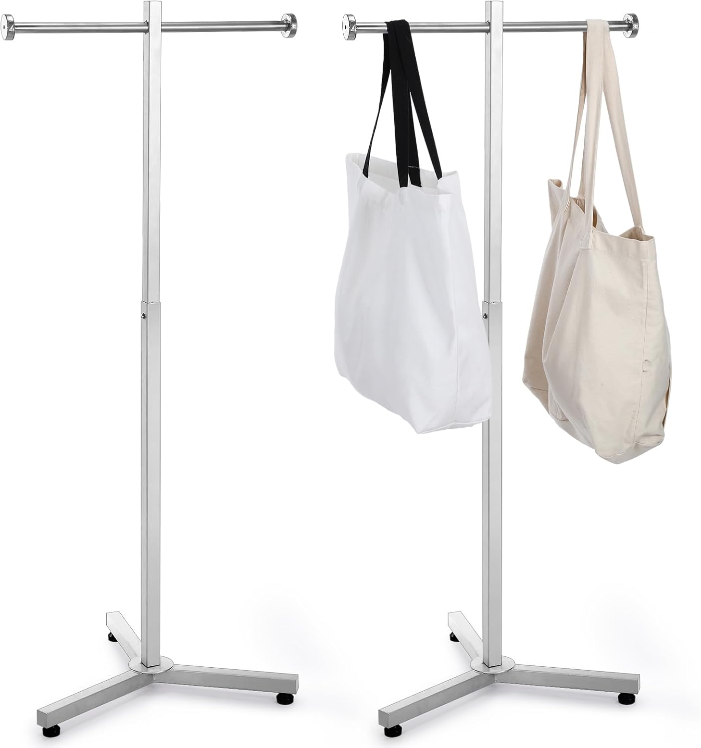 Blulu 2 Pcs Heavy Duty Adjustable Shopping Bag Rack Metal Stand Chrome Silver 45 Inch
