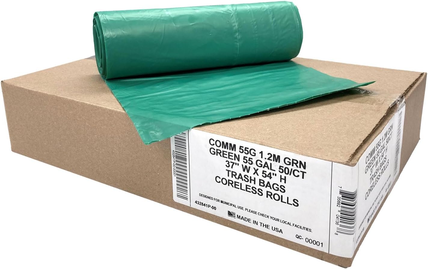 Ultrasac Heavy Duty 55 Gallon Trash Bags 50 Pack Green