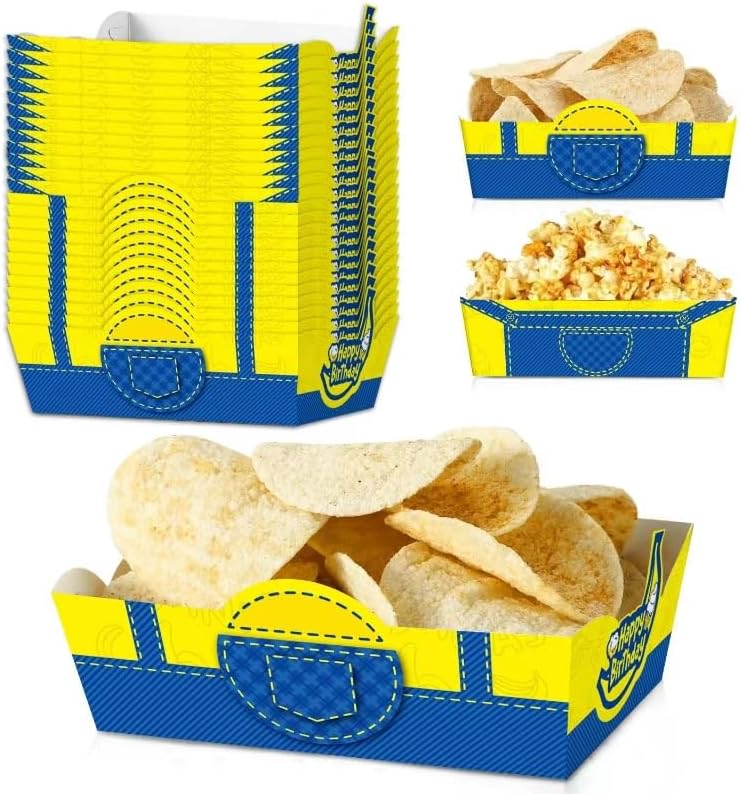 24Pcs Yellow Cartoon Food Serving Tray Birthday Party Decor