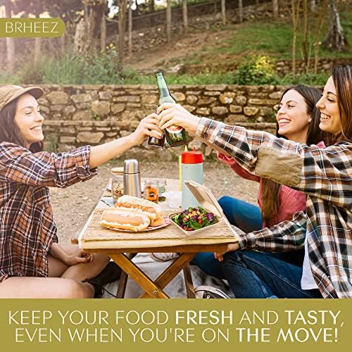 Brheez Disposable Clamshell Containers Biodegradable 8x8 1 Compartment Pack of 50