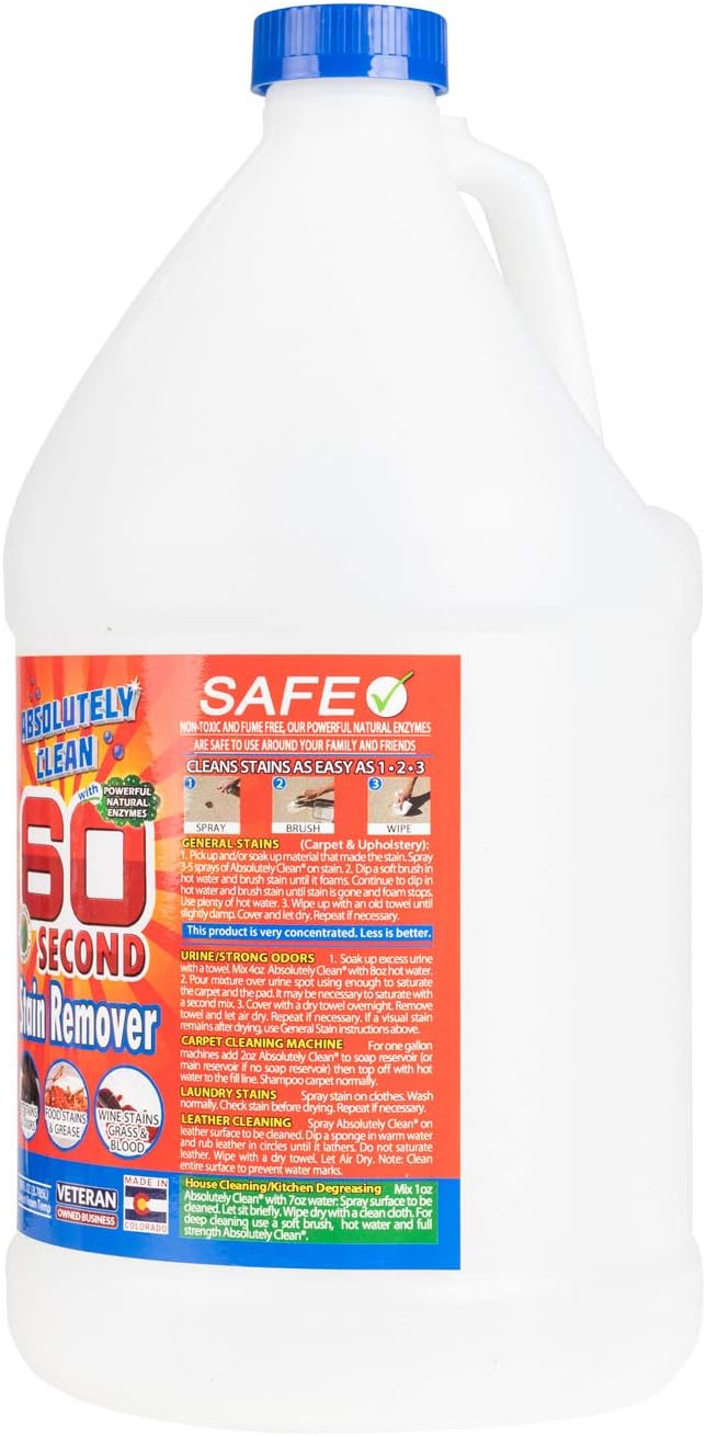 Absolutely Clean 60 Second Stain Remover - 128oz - Natural Eco Friendly