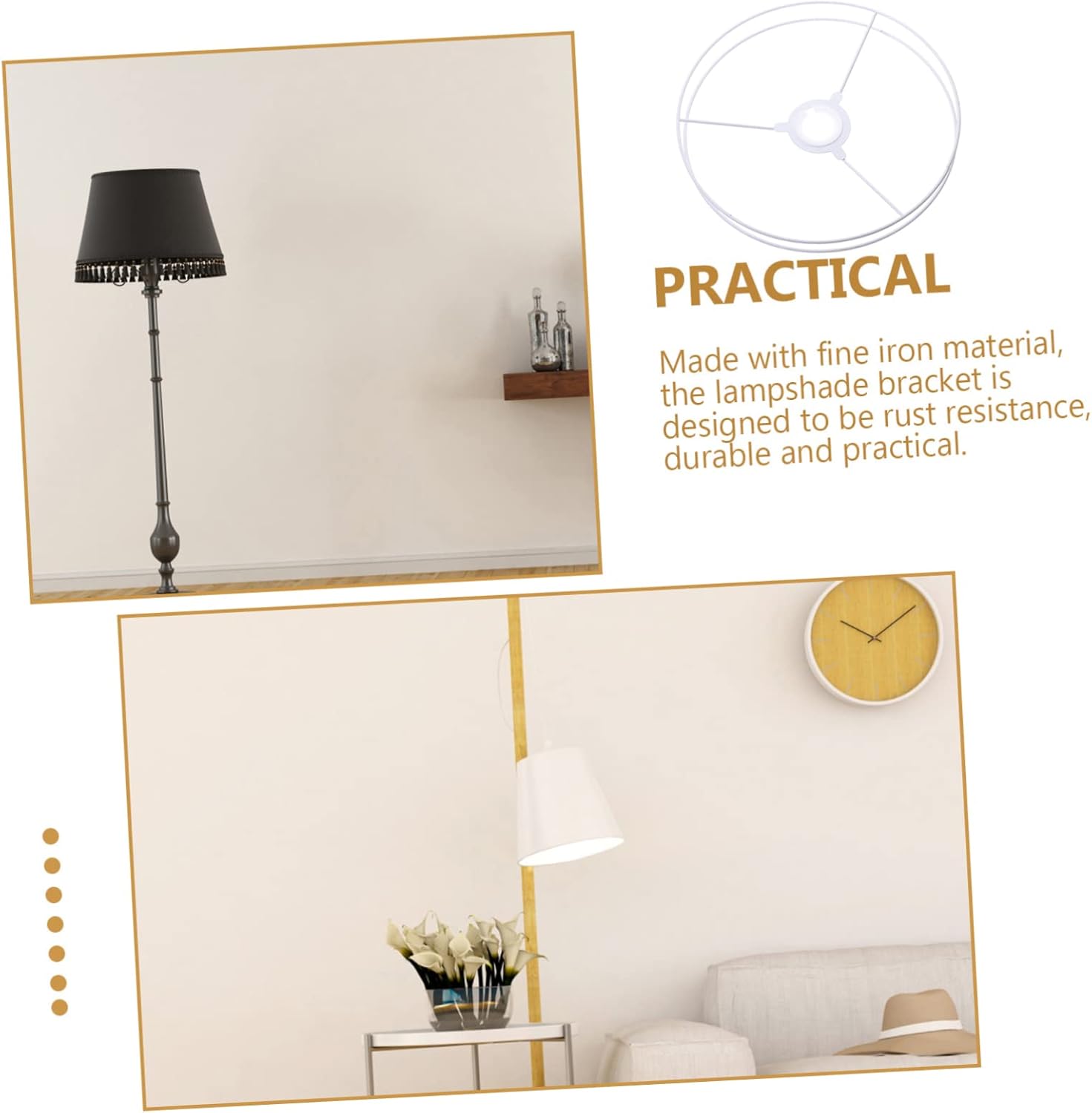 Cabilock 2-Piece Round Lamp Shade Ring Set for Pendant Lights