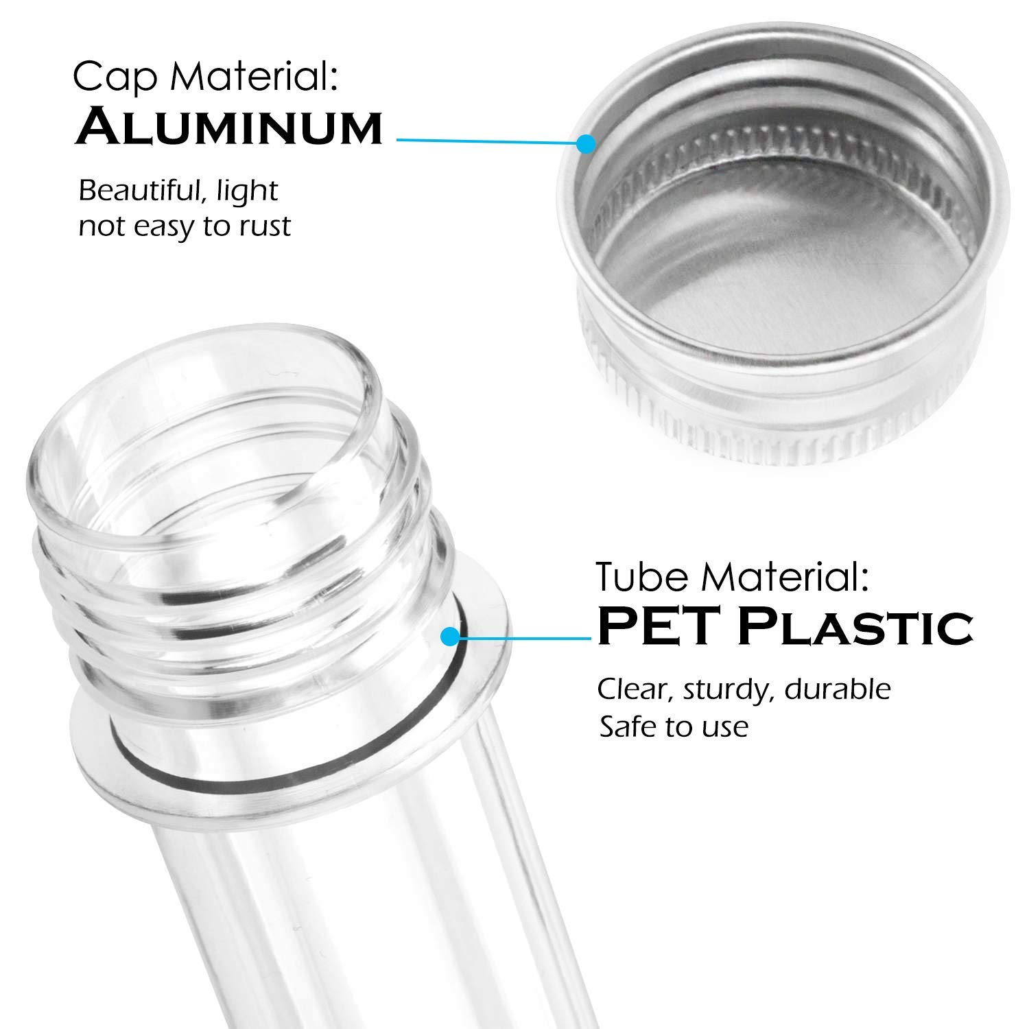 30 Pack 45 ML Plastic Test Tubes with Caps for Science Lab and Decor