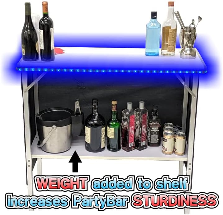 PARTYPONG Folding Portable Party Bar with LED Lights
