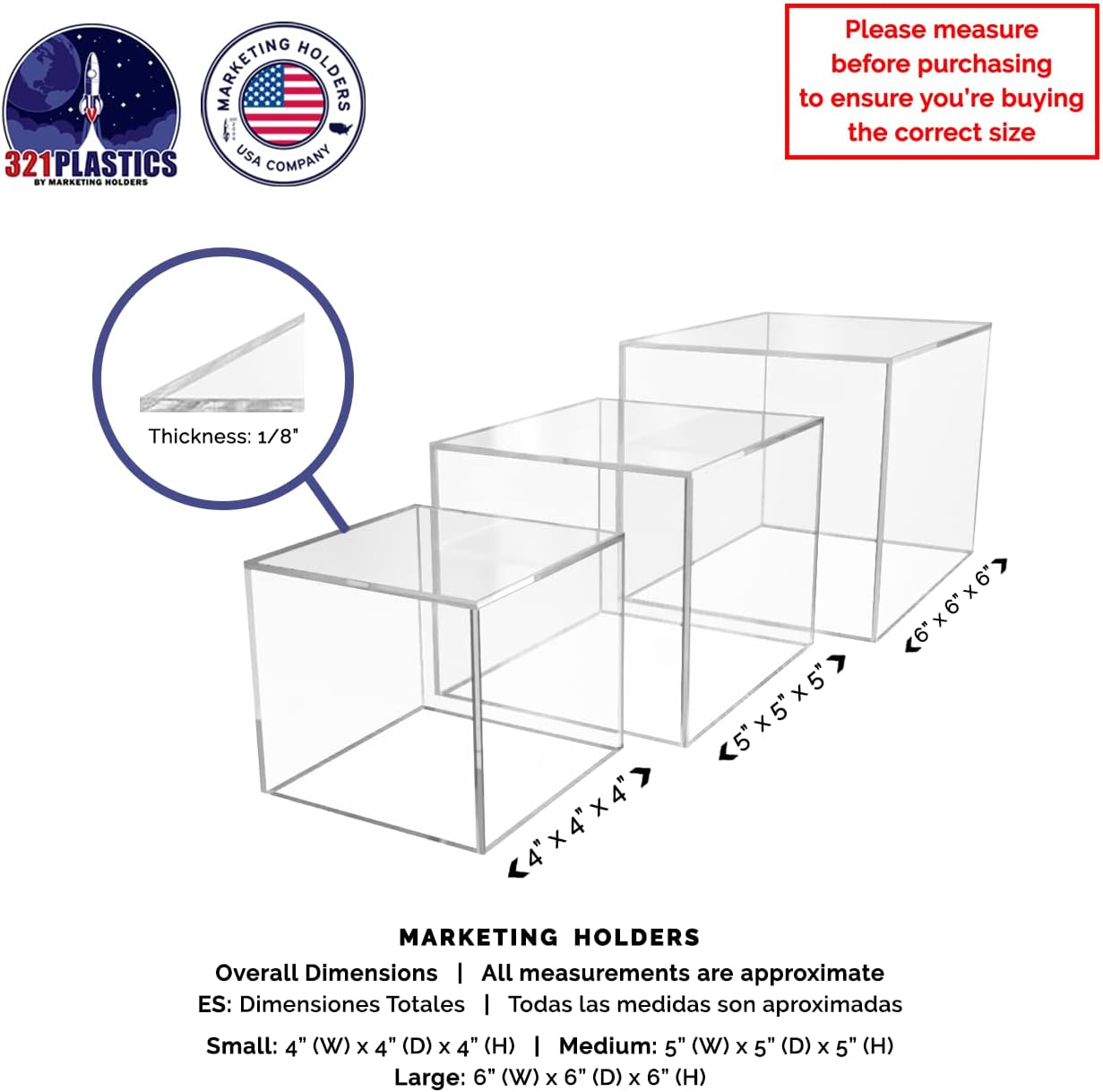 3 Piece Clear Display Riser Boxes for Retail Use