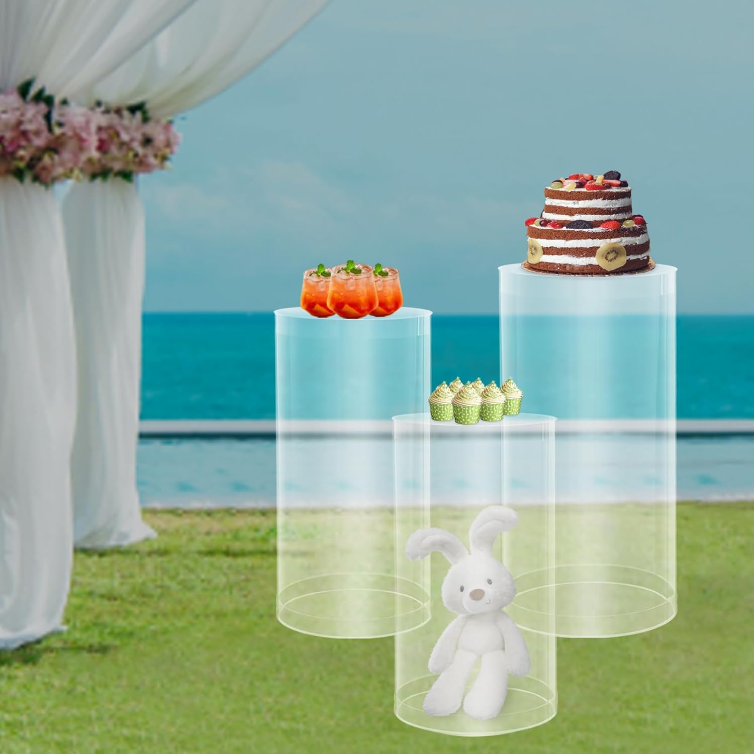 3PCS Clear Cylinder Display Stands for Parties