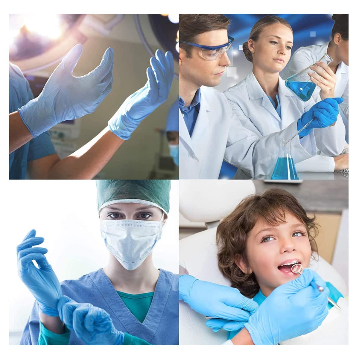 Basic Synmax Vinyl Blue Nitrile Exam Gloves - Latex-Free Powder-Free - Medium