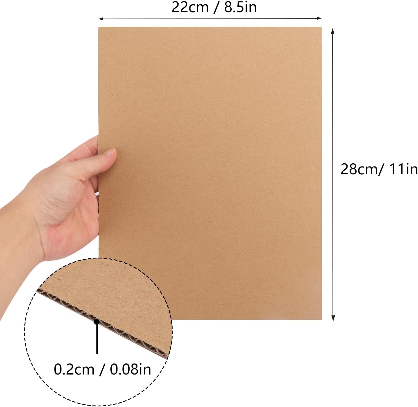 100 Pack 85x11 Corrugated Cardboard Sheets for Packaging
