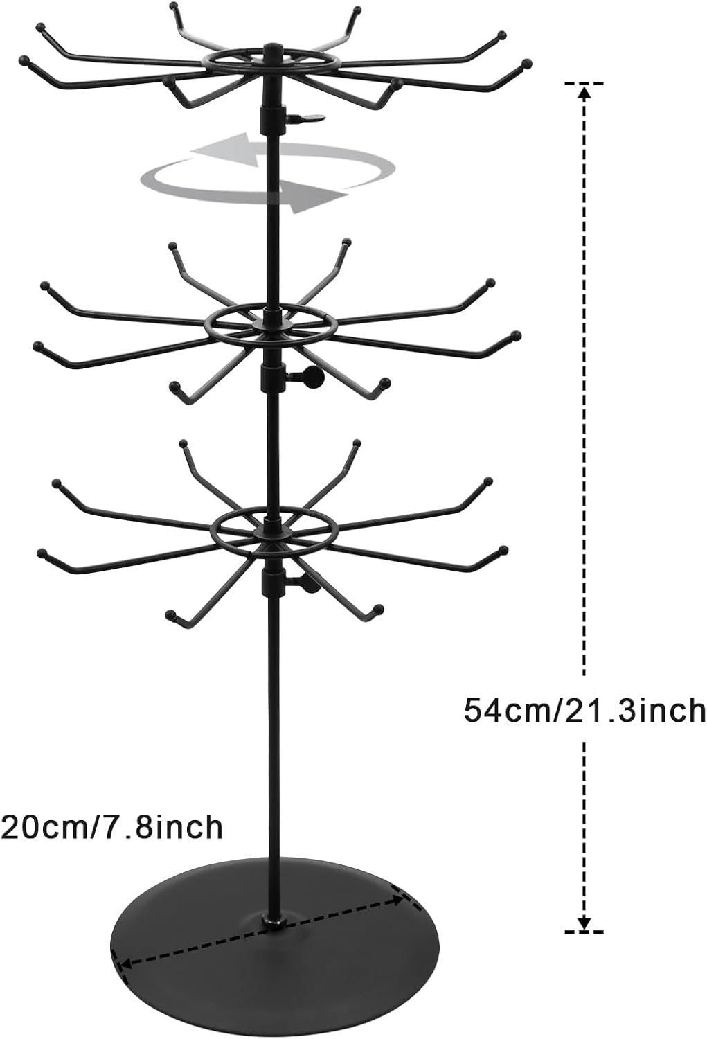 Medium Duty Adjustable Three Tier Counter Top Spinner Display Stand Black