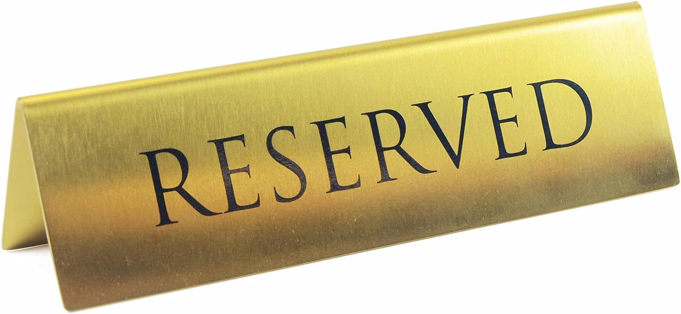 Golden Metal Table Top Reserved Sign Pack of 6