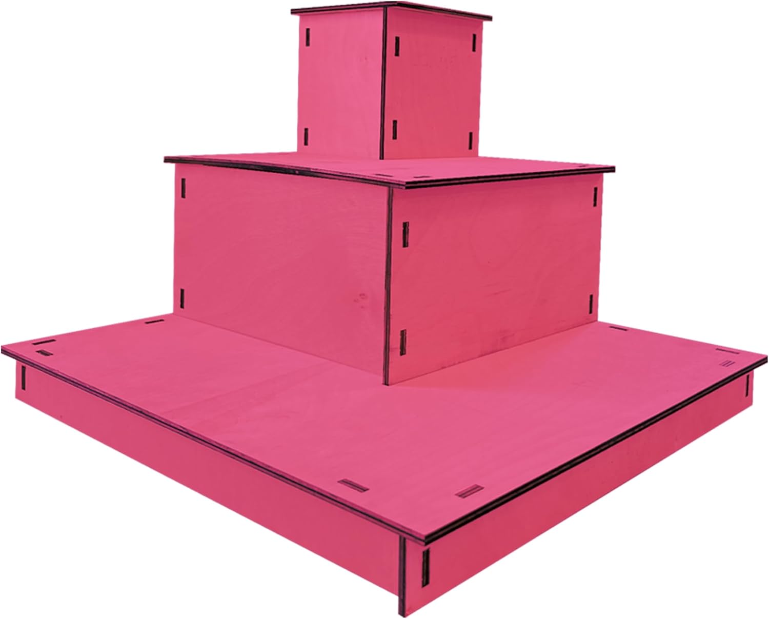 Torched Displays 3-Tier Wooden Display Stand Pink Corner