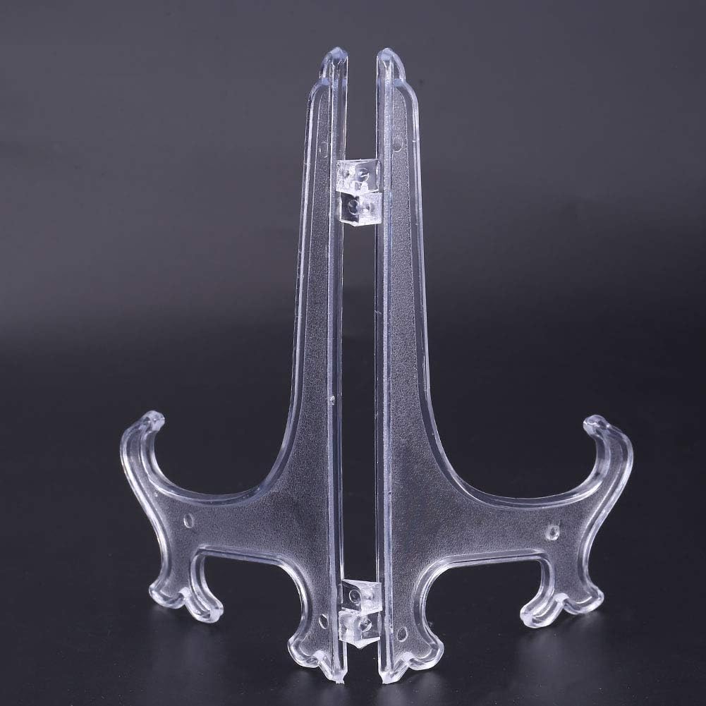 Youthink Clear Plastic Plate Display Stand with Foldable Design and Adjustable Hinges