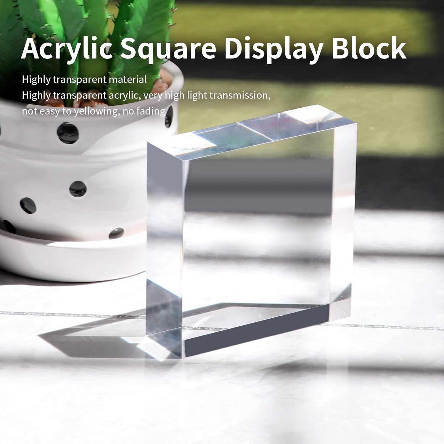 Hewomate Acrylic Display Block 2 Pieces 3x3x1 Inch Floating Pedestal Base
