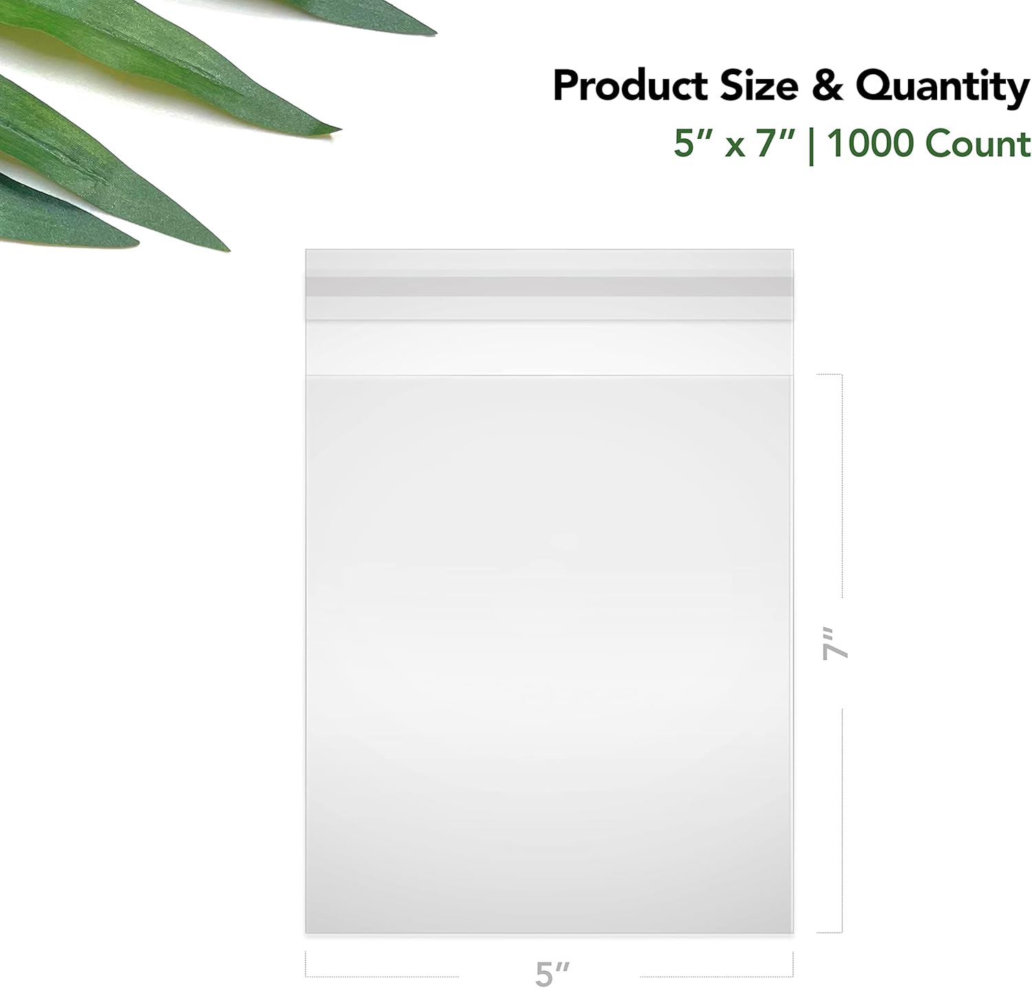 5x7 Inch Cellophane Bags 1000 Pack Clear Self-Sealing